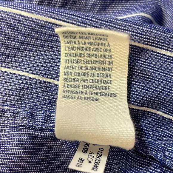 American eagle Blue white striped button down long sleeve shirt size XL - Picture 8 of 9